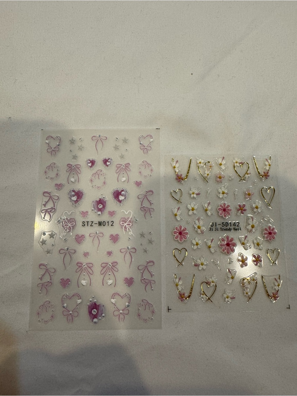 Pink & Gold Floral Heart Nail Sticker Sets